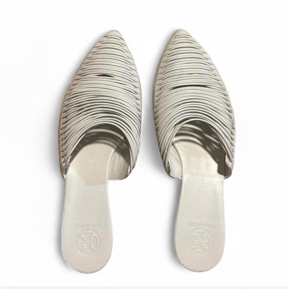 Tory Burch Ivory Woven Mules